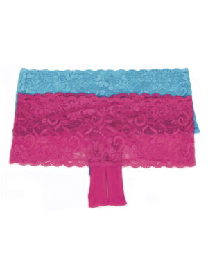 Shirley of Hollywood 59 Stretch Lace Boy Short Turquoise