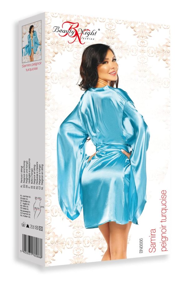 L.X.F ❤ BN6666 Samira Peignoir Turquoise