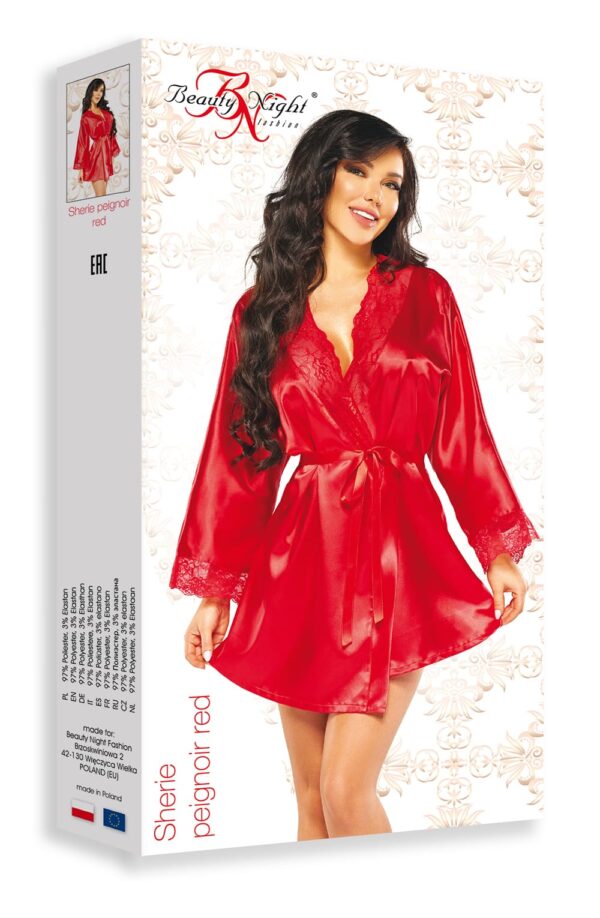 L.X.F ❤ BN6670 Sherie Peignoir Red