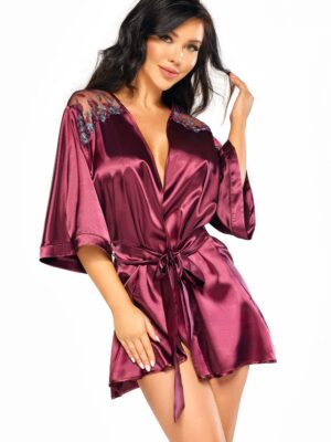 L.X.F ❤ BN6673 Peignoir Burgundy