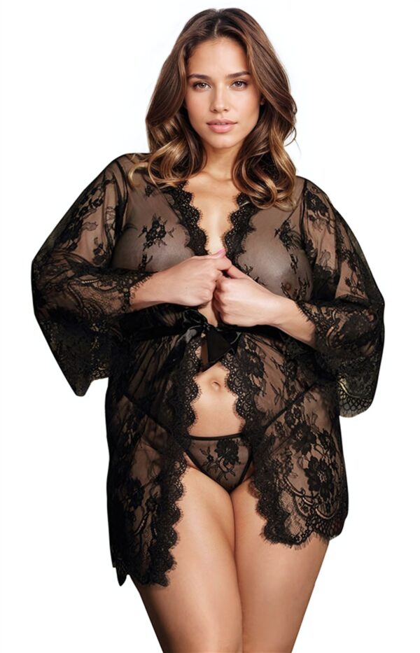 L.X.F ❤827Q Robe Set Black - Up to 6XL