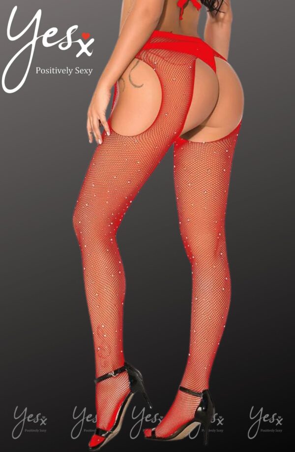 L.X.F ❤852 Sparkly Fishnet Red