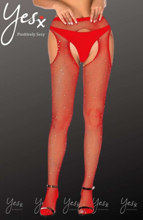 L.X.F ❤852 Sparkly Fishnet Red