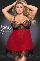 L.X.F ❤958Q Black/Red Babydoll Set