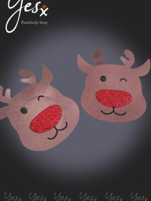 L.X.F ❤960 Brown/Red Reindeer Nipple Covers