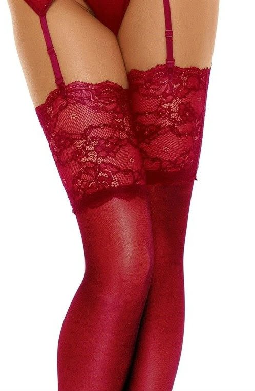 L.X.F ❤ BN6543 Romance Stockings Cherry