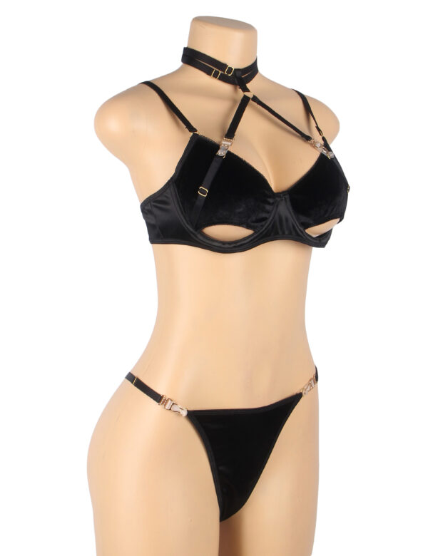 L.X.F ❤871Q Hollow Cut Halter Bra Set