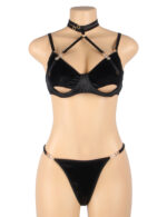 L.X.F ❤871Q Hollow Cut Halter Bra Set