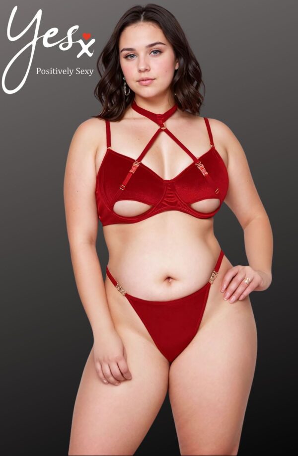 L.X.F ❤872Q Hollow Cut Halter Bra Set Up To 2XL