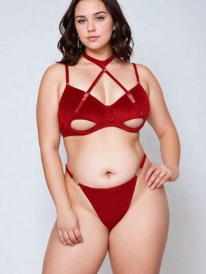 L.X.F ❤872Q Hollow Cut Halter Bra Set Up To 2XL