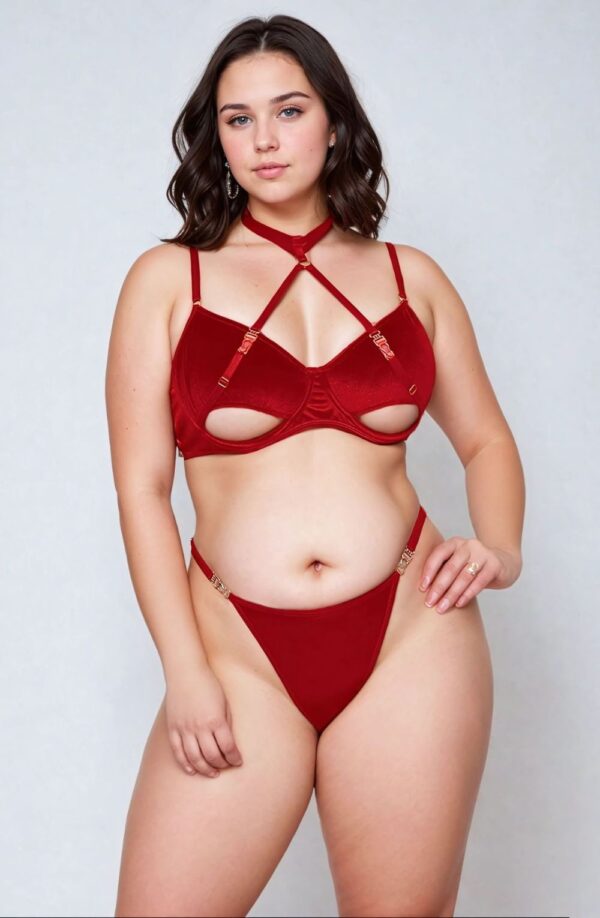 L.X.F ❤872Q Hollow Cut Halter Bra Set Up To 2XL