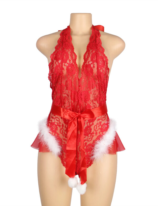 L.X.F ❤874Q Christmas Sexy Halter Neck Teddy Up To 4XL