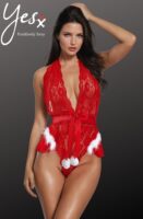 L.X.F ❤874 Christmas Lace Halter Neck Teddy